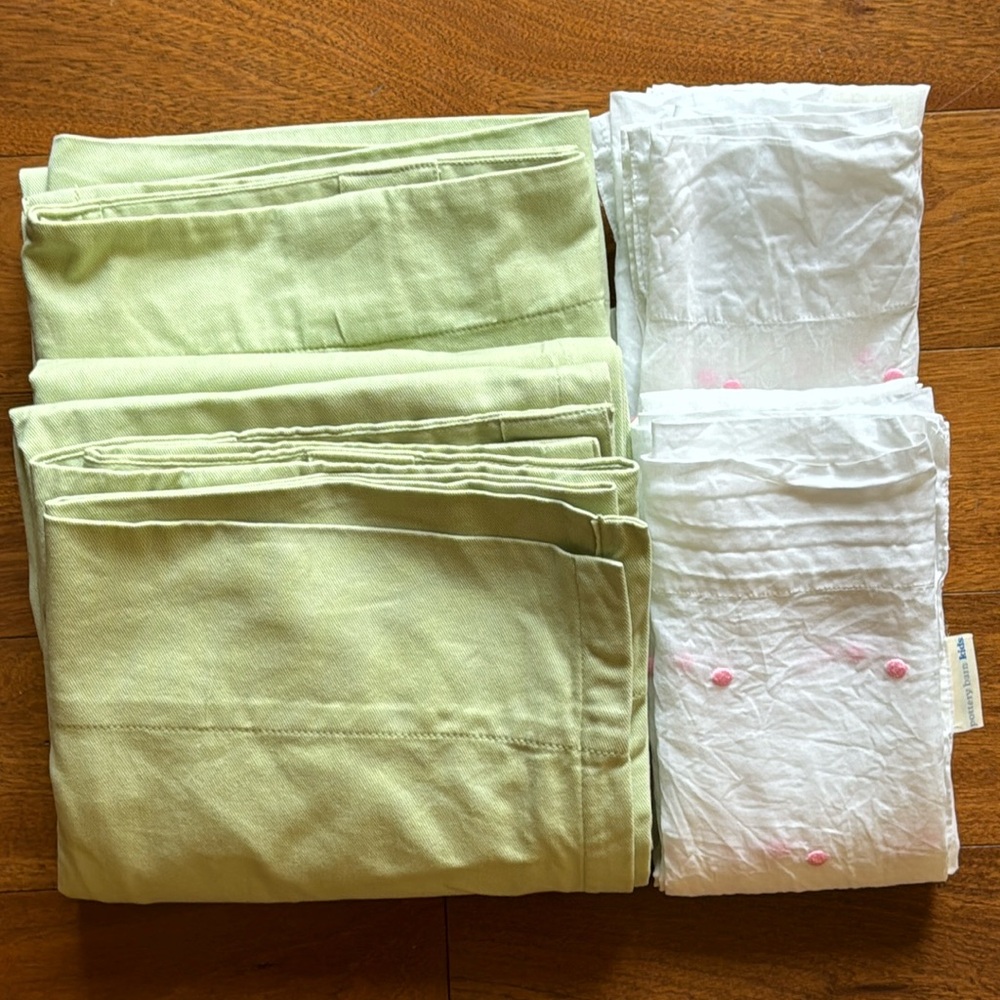 Pottery Barn Kids-Twill Panels and Pink Polka Dot Sheers